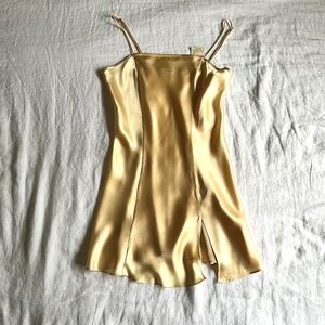 NWT Victoria's Secret 100% Silk Gold Slip Chemise M
